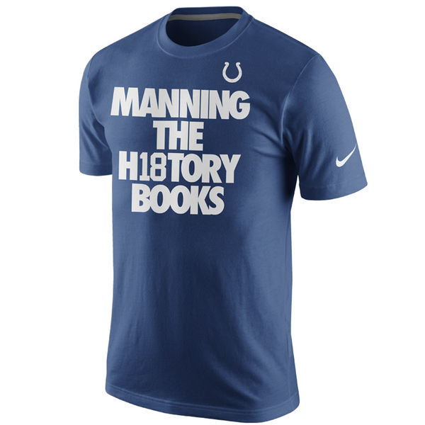 Men NFL Peyton Manning Indianapolis Colts Nike History Books Name  Number TShirt  Royal->nfl t-shirts->Sports Accessory